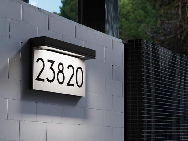 LED address signs highlight numbers with soft, balanced light