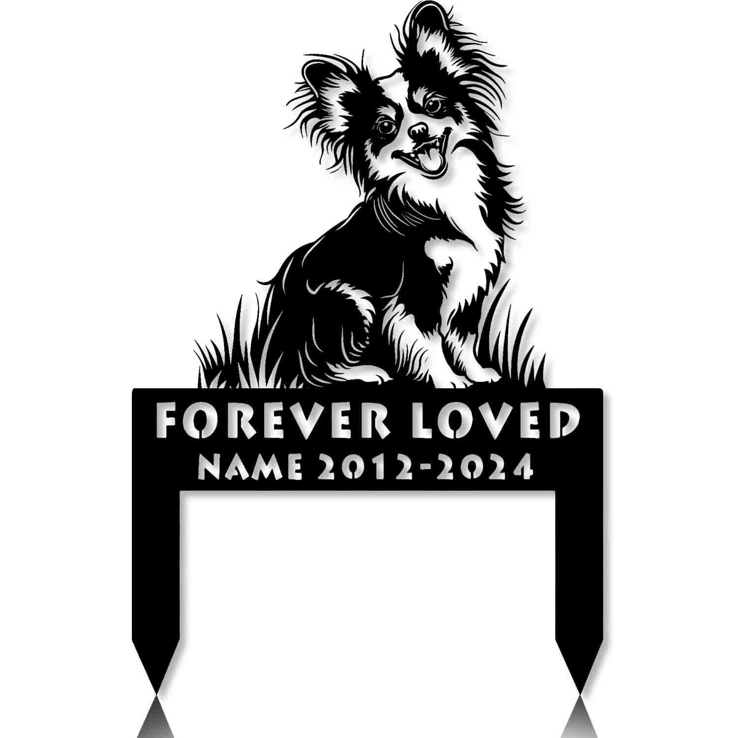 personalized papillon dog waiting at the door grave marker 4