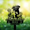 Personalized Pug Memorial Sign with waiting silhouette – pet tribute for yard or cemetery