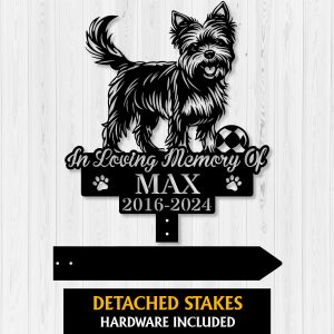 Personalized Yorkshire Terrier Grave Marker – Custom Playful Dog Memorial Stake for Pet Loss Tribute | DINOZOZO