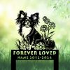 Standing happy Papillon dog memorial sign for garden or cemetery remembrance