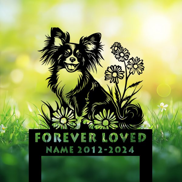 Personalized Papillon Dog Grave Marker – Happy Dog Memorial Stake by DINOZOZO