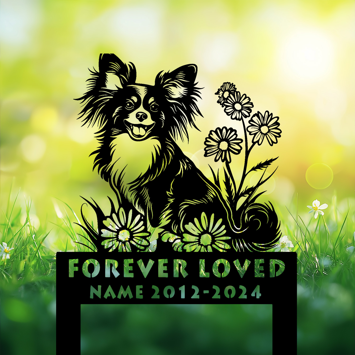 Personalized Papillon Dog Grave Marker – Happy Dog Memorial Stake by DINOZOZO Personalized Papillon Dog Grave Marker – Happy Dog Memorial Stake by DINOZOZO