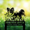 Papillon silhouette standing on engraved floral base – custom dog memorial stake