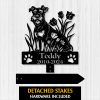Custom Schnauzer dog silhouette surrounded by tulips – metal pet memorial stake