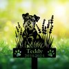 Powder-coated Schnauzer dog remembrance stake with floral accents Powder-coated Schnauzer dog remembrance stake with floral accents