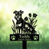 Outdoor Schnauzer grave stake – personalized dog memorial with tulip accents