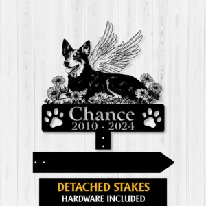 Custom Angel Australian Cattle Dog Lying in Garden Grave Marker Garden Stake