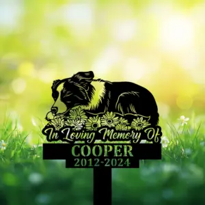 Sleeping Australian Shepherd Memorial Metal Sign