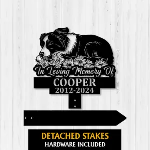 Sleeping Australian Shepherd Memorial Metal Sign