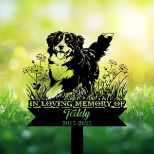 Personalized Playing Bernese Mountain Dog Memorial Sign