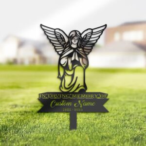 Angel Memorial Garden Stake — Powder-Coated Steel Grave Marker