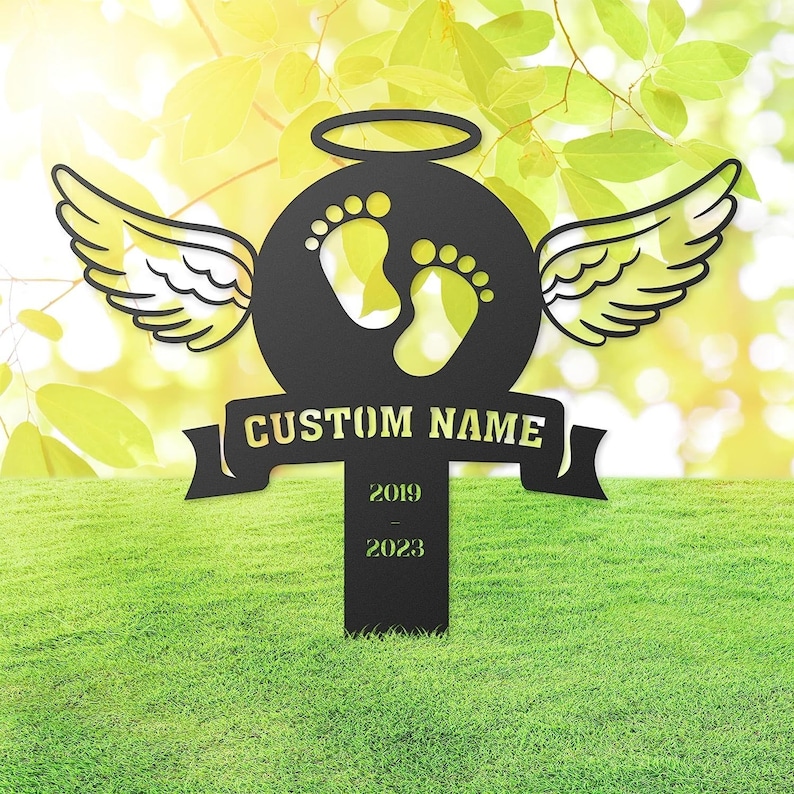 Baby Footprint Wings Memorial Garden Stake Baby Footprint Wings Memorial Garden Stake