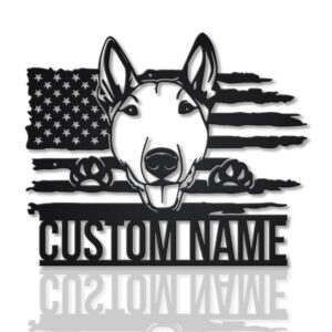 Bull Terrier US Flag Custom Metal Sign
