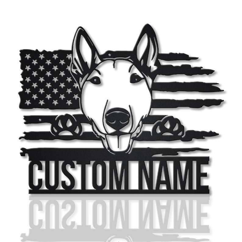 Bull Terrier US Flag Custom Metal Sign Bull Terrier US Flag Custom Metal Sign