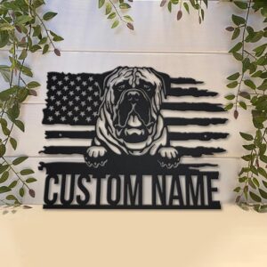 Bullmastiff Custom Metal Sign USA Flag