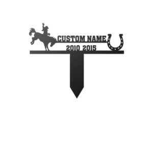 Cowgirl Riding Horse Memorial Garden Stake — Powder-Coated Steel
