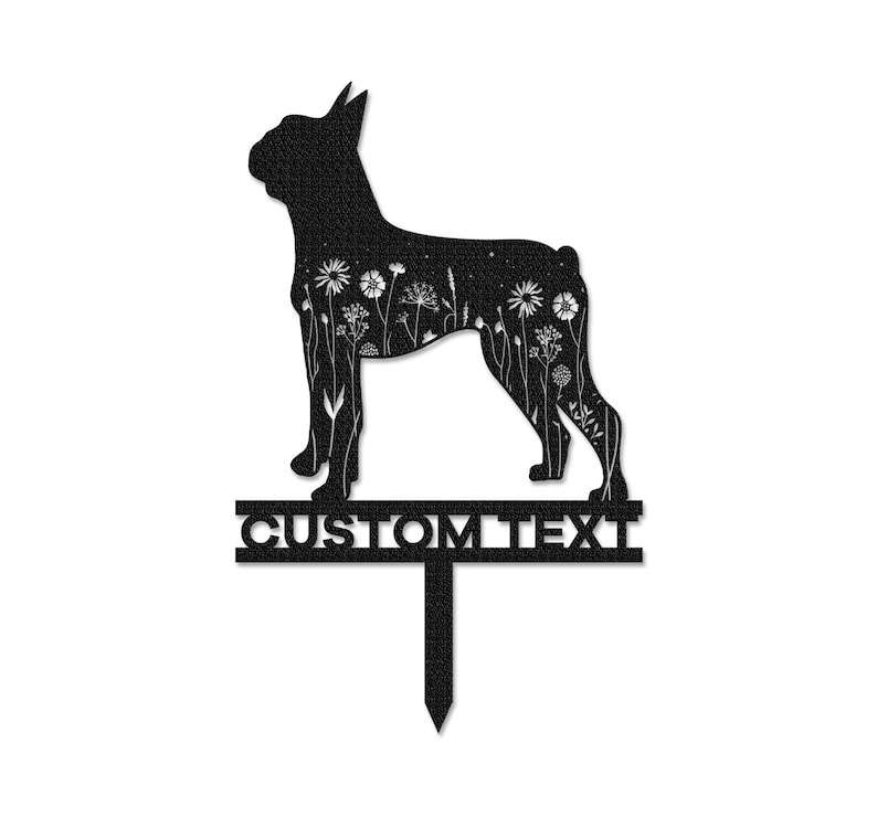 Custom Boston Terrier Memorial Stake Metal Sign