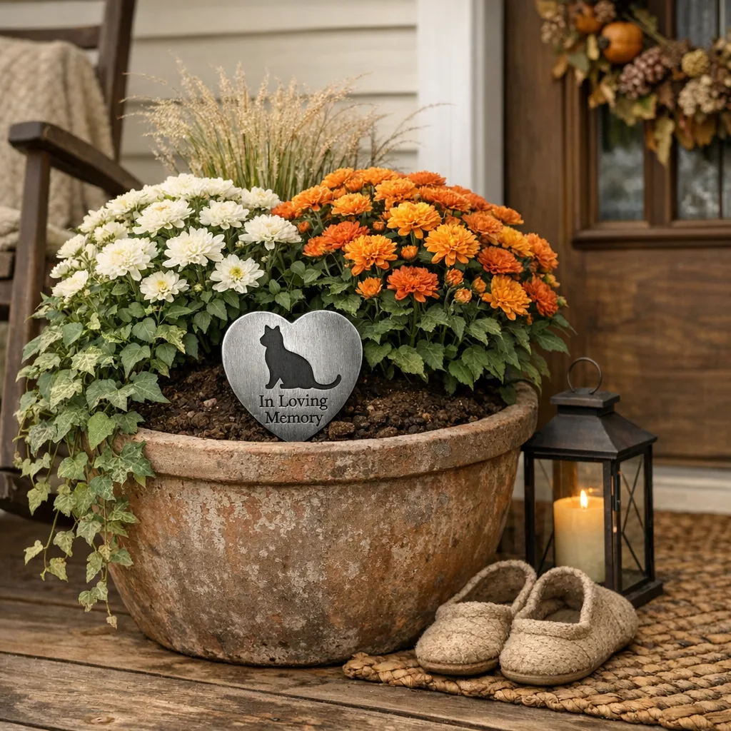 Custom Metal Pet Grave Markers for Every Season 3 Custom metal pet grave markers for a cat remembrance planter