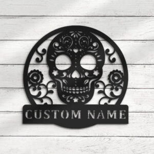 Custom Sugar Skull Metal Wall Art Halloween Decor