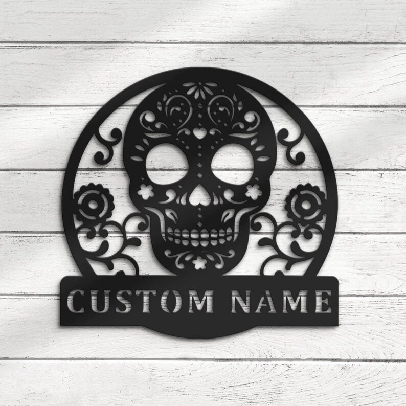 Custom Sugar Skull Metal Wall Art Halloween Decor