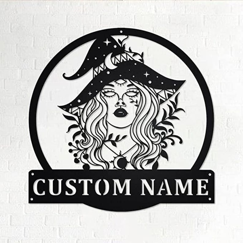 Custom Witch Halloween Metal Wall Art Sign