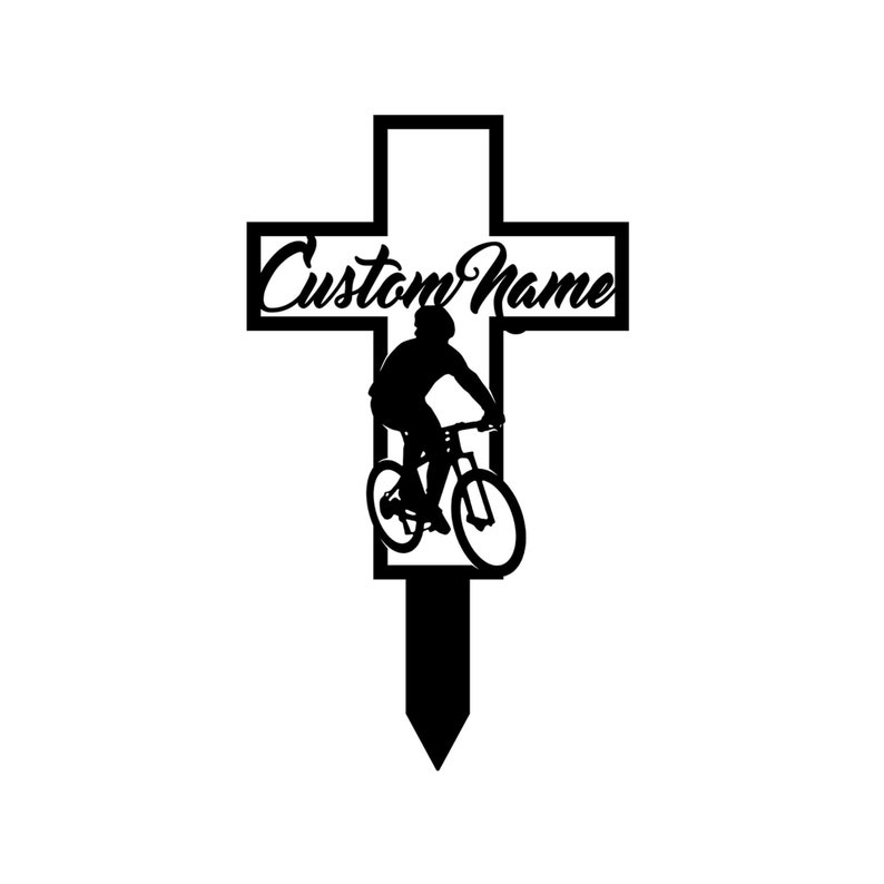 Cycling Grave Marker Metal Garden Stake