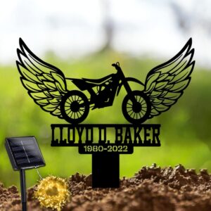 Dirt Bike With Wings Memorial Garden Stake Marker