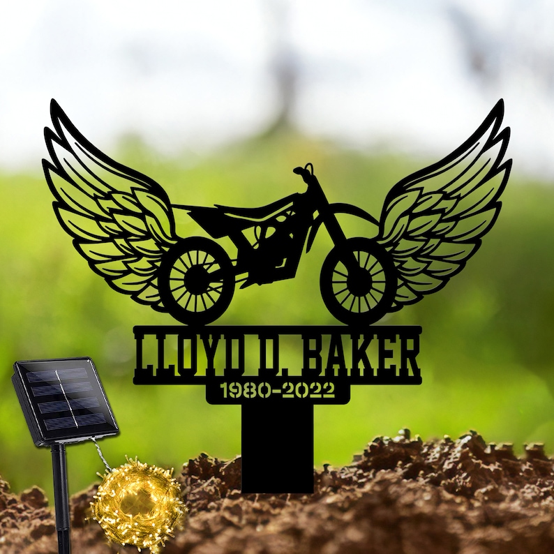 Dirt Bike With Wings Memorial Garden Stake Marker Dirt Bike With Wings Memorial Garden Stake Marker