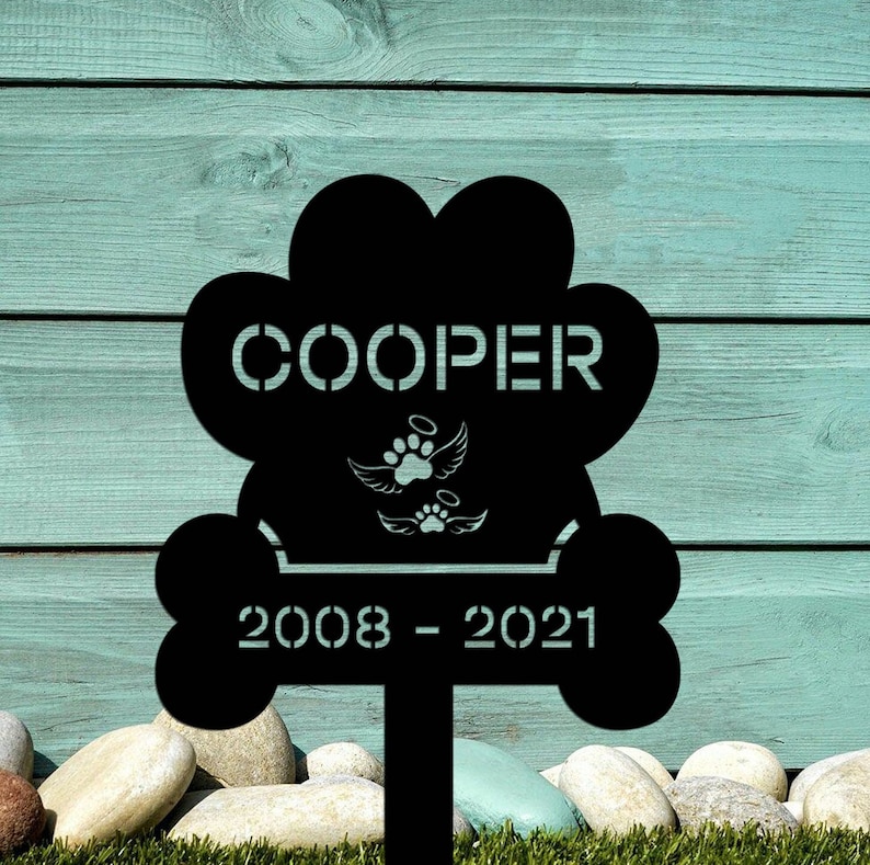 Dog Paw Grave Marker Metal Garden Stake Dog Paw Grave Marker Metal Garden Stake
