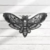 Emo Goth Butterfly Skull Metal Sign for Halloween Decor