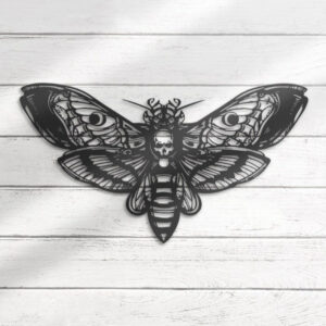 Emo Goth Butterfly Skull Metal Sign for Halloween Decor