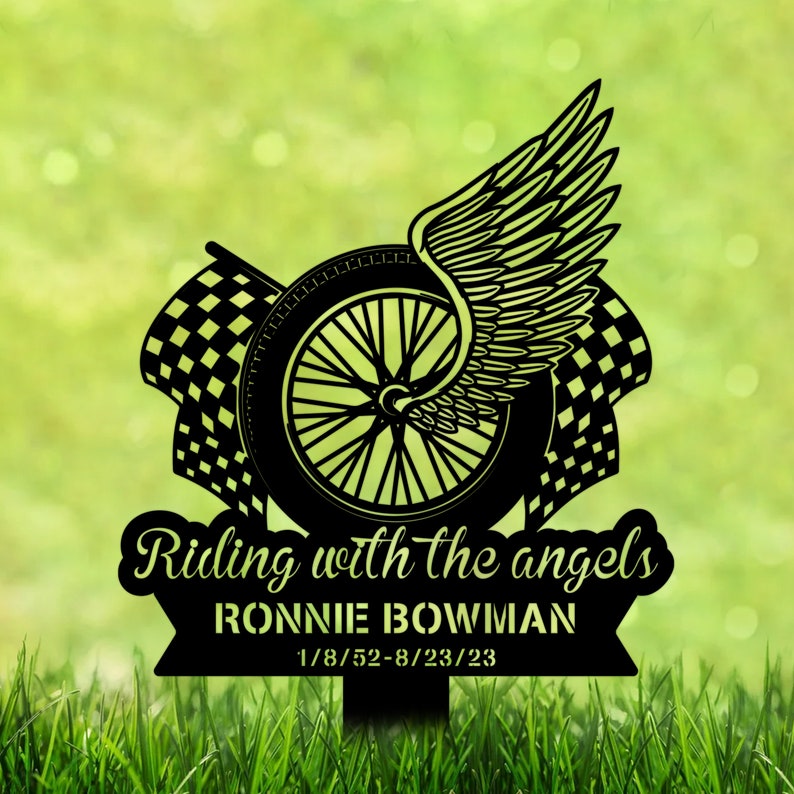 F1 Racing Riding With Angels Grave Marker Stake F1 Racing Riding With Angels Grave Marker Stake