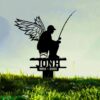 Fisherman With Wings Memorial Grave Marker Stake
