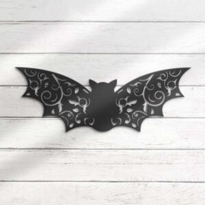 Floral Bat Metal Sign Halloween Home Decoration