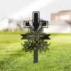 Floral Cross Grave Marker Metal Garden Stake Floral Cross Grave Marker Metal Garden Stake