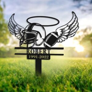 Personalized Football Player Grave Marker Garden Stake