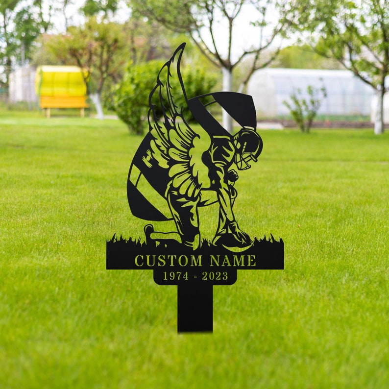 Football Player with Wings Memorial Grave Marker Football Player with Wings Memorial Grave Marker
