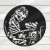 Funny Floral Skeleton With Dog Metal Wall Art