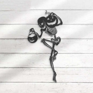 Funny Skeleton Dancer Metal Sign for Halloween Decor