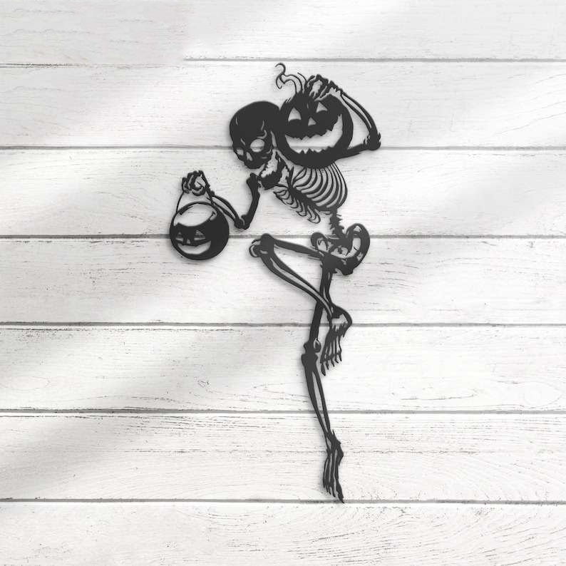 Funny Skeleton Dancer Metal Sign for Halloween Decor
