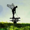 Golfer With Wings Memorial Grave Marker Stake Golfer With Wings Memorial Grave Marker Stake