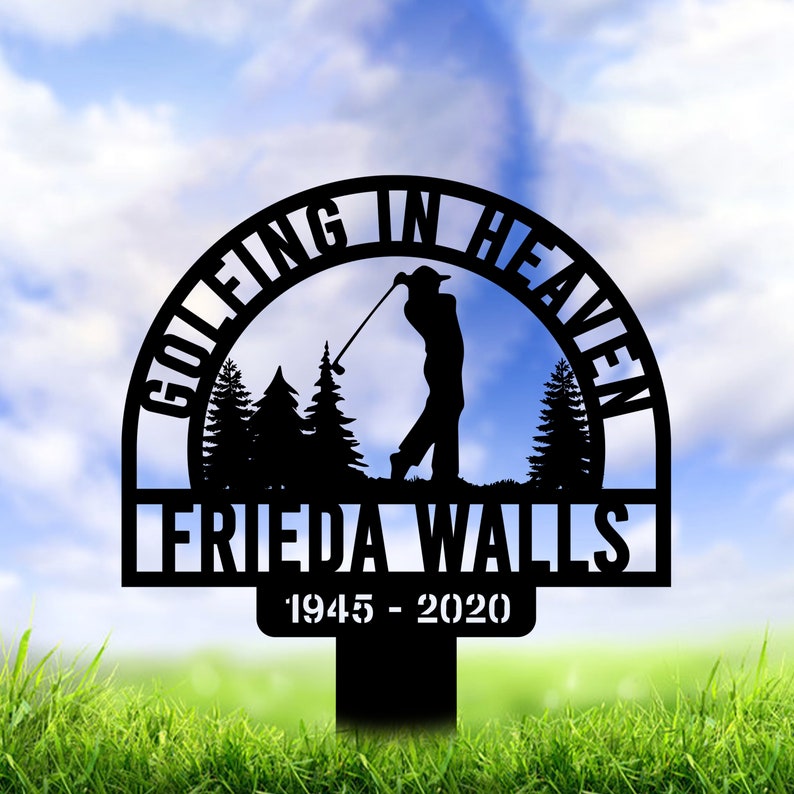 Golfing In Heaven Grave Marker Metal Garden Stake Golfing In Heaven Grave Marker Metal Garden Stake