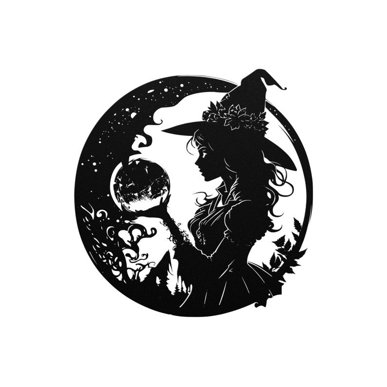 Halloween Witch Metal Sign Gothic Wall Art Decor