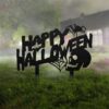 Halloween Skull Spider Metal Yard Stake Sign