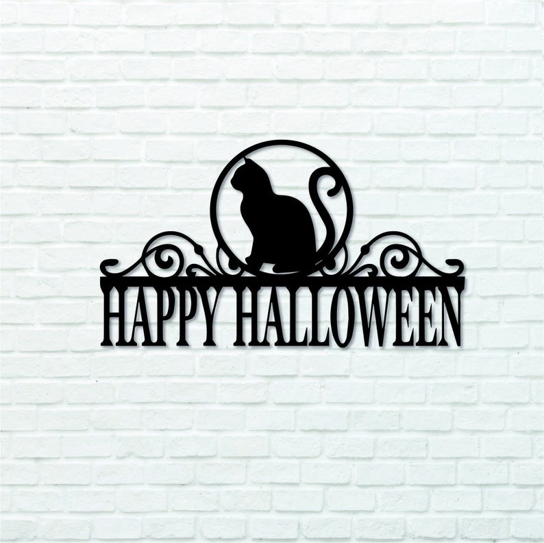 Halloween Cat Address Sign for Home Decor
