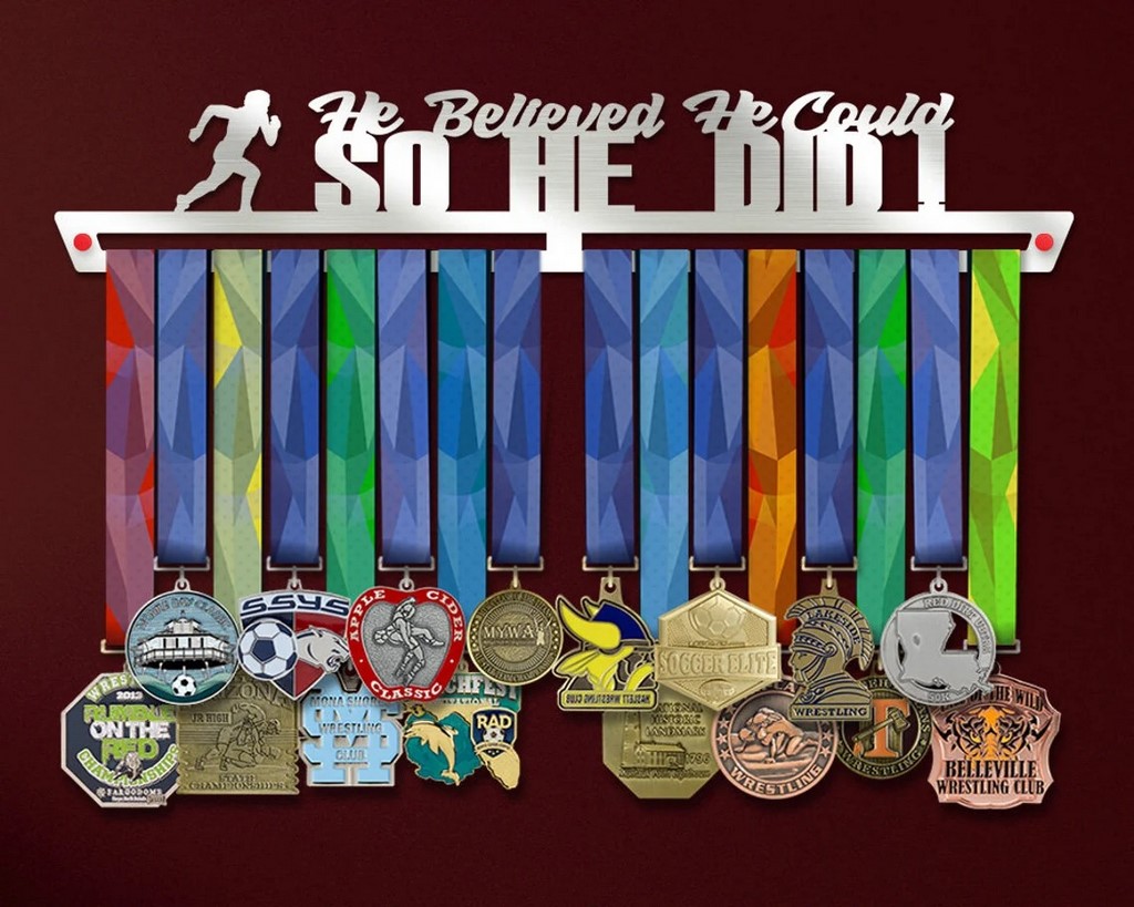 Motivational Medal Hanger Display - He Believed He Could Motivational Medal Hanger Display - He Believed He Could