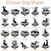 il_75x75.7799851503_59id “Choose Dog Shape” chart with black dog breed silhouettes arranged in rows on a white background