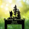 il_794xN.6481976525_ne4v Black memorial garden stake with hunter, dog, pine trees and text In Loving Memory Of NAME 1980-2024