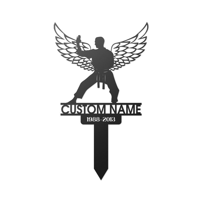 Karate Boy Memorial Grave Marker Garden Stake Karate Boy Memorial Grave Marker Garden Stake